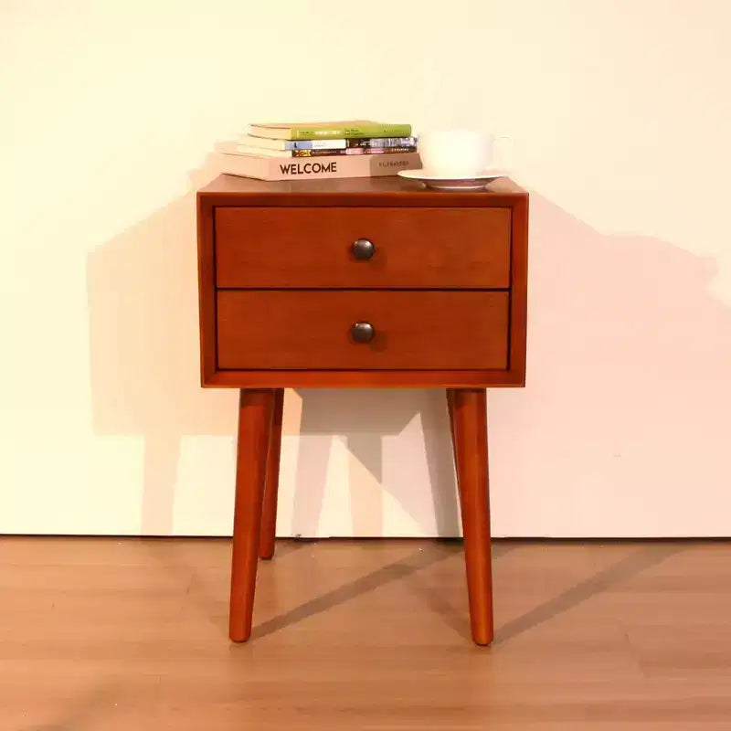 Table de chevet avec 2 tiroirs et façade inclinée pour chambre ou salon