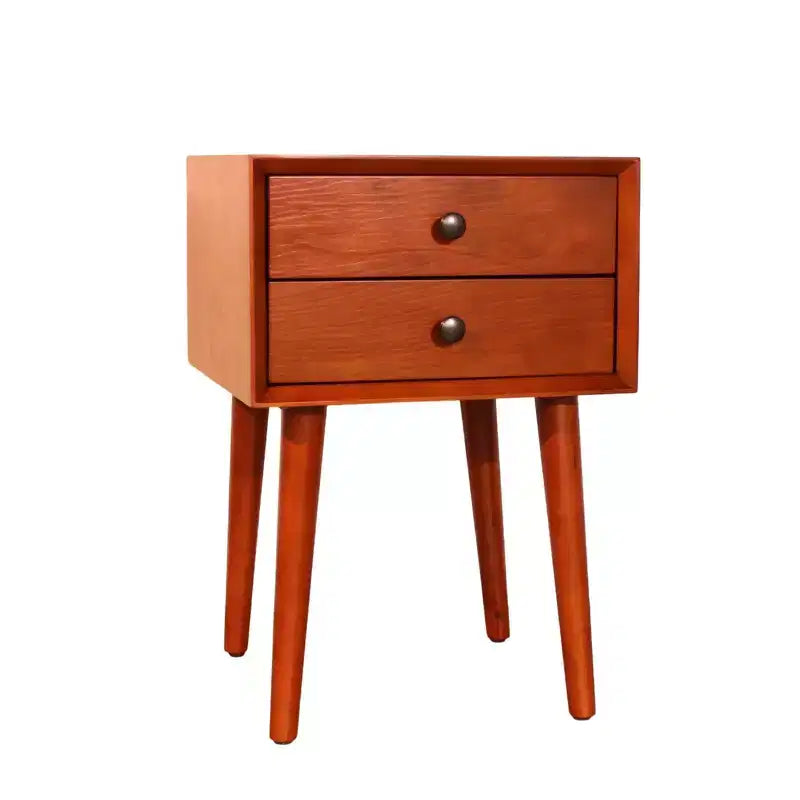Table de chevet avec 2 tiroirs et façade inclinée pour chambre ou salon