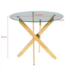 5-Piece Mid-Century Dining Set with Glass Table Top and Metal Legs for 4-6 People, Also Functions as Coffee Table