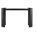 Console d'entrée en grain de bois noir avec design incurvé pour entrée ou côté canapé