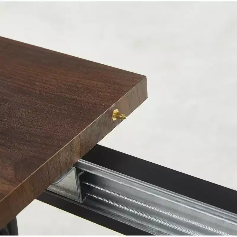 Table à manger carrée extensible avec pied en métal et plateau en MDF, 140/180x80x75 cm, longueur réglable, finition noyer