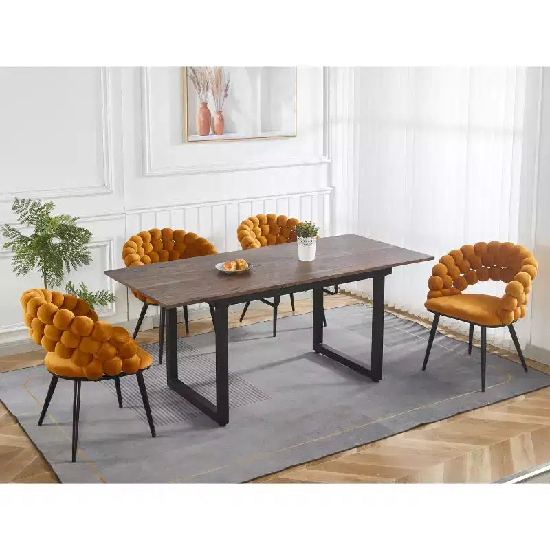 Table à manger carrée extensible avec pied en métal et plateau en MDF, 140/180x80x75 cm, longueur réglable, finition noyer