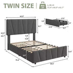 Cadre de lit rembourré avec tête de lit réglable, plusieurs tiroirs de rangement, cadre de lit en bois, matelas sans ressorts, meubles de chambre modernes