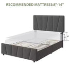 Cadre de lit rembourré avec tête de lit réglable, plusieurs tiroirs de rangement, cadre de lit en bois, matelas sans ressorts, meubles de chambre modernes
