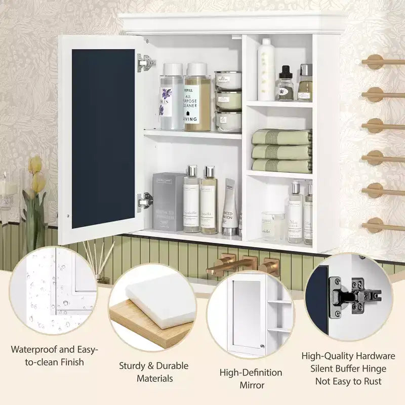 GDFStudio Bella 30 Armoire de toilette murale moderne avec miroir et 3 étagères