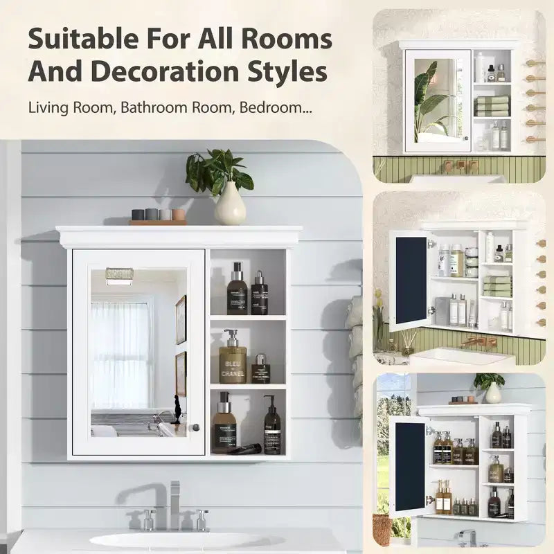 GDFStudio Bella 30 Armoire de toilette murale moderne avec miroir et 3 étagères