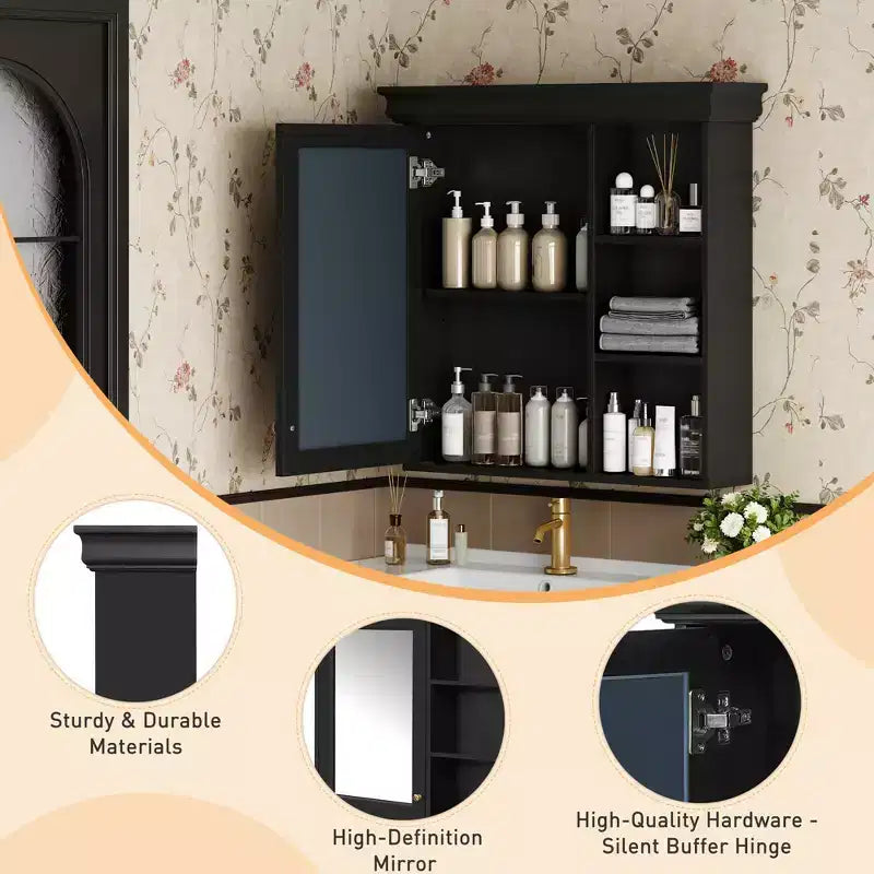 GDFStudio Bella 30 Armoire de toilette murale moderne avec miroir et 3 étagères