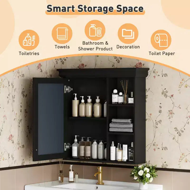 GDFStudio Bella 30 Armoire de toilette murale moderne avec miroir et 3 étagères
