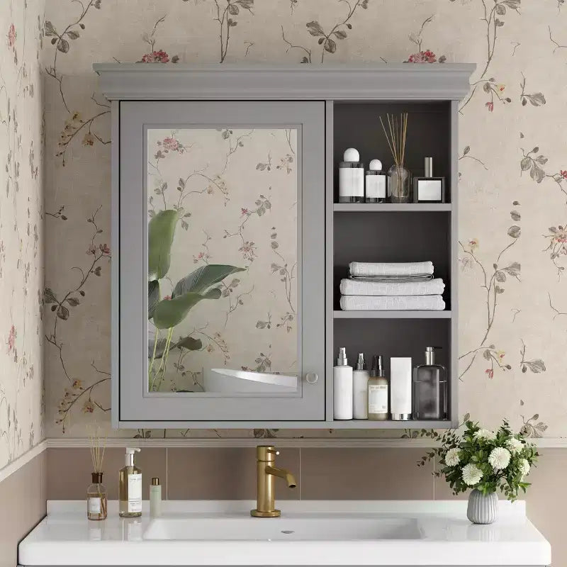 GDFStudio Bella 30 Armoire de toilette murale moderne avec miroir et 3 étagères