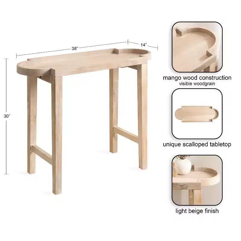 Table console Jovie en bois de Kate and Laurel, 38x14x30, Naturel