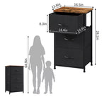 Commode à 3 tiroirs avec bacs en tissu amovibles pour chambre à coucher, salon, placard