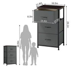 Commode à 3 tiroirs avec bacs en tissu amovibles pour chambre à coucher, salon, placard