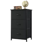 Commode à 3 tiroirs avec bacs en tissu amovibles pour chambre à coucher, salon, placard