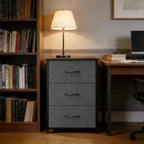 Commode à 3 tiroirs avec bacs en tissu amovibles pour chambre à coucher, salon, placard