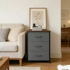 Commode à 3 tiroirs avec bacs en tissu amovibles pour chambre à coucher, salon, placard