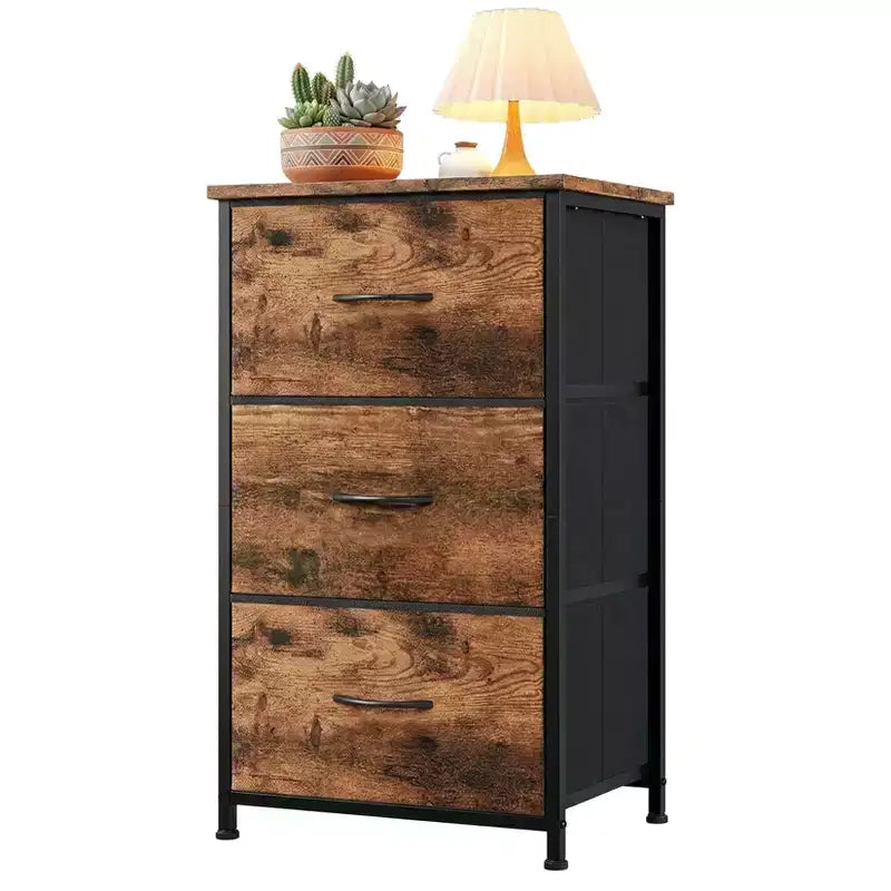 Commode à 3 tiroirs avec bacs en tissu amovibles pour chambre à coucher, salon, placard