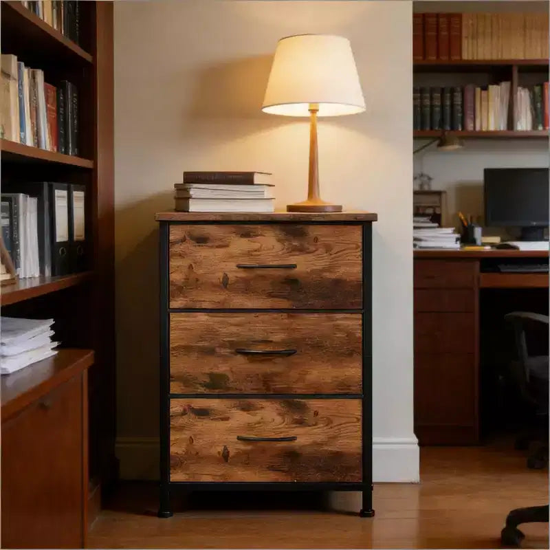 Commode à 3 tiroirs avec bacs en tissu amovibles pour chambre à coucher, salon, placard