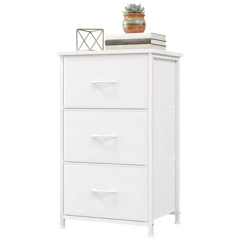 Commode à 3 tiroirs avec bacs en tissu amovibles pour chambre à coucher, salon, placard