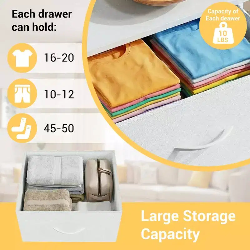Commode à 3 tiroirs avec bacs en tissu amovibles pour chambre à coucher, salon, placard
