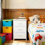 Commode à 3 tiroirs avec bacs en tissu amovibles pour chambre à coucher, salon, placard