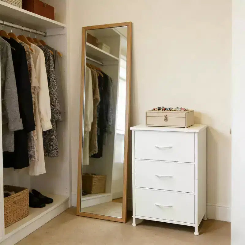 Commode à 3 tiroirs avec bacs en tissu amovibles pour chambre à coucher, salon, placard