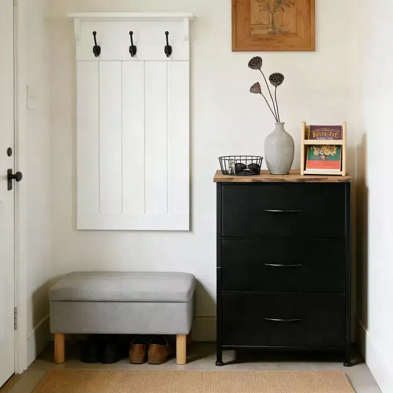 Commode à 3 tiroirs avec bacs en tissu amovibles pour chambre à coucher, salon, placard
