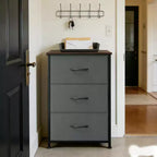 Commode à 3 tiroirs avec bacs en tissu amovibles pour chambre à coucher, salon, placard