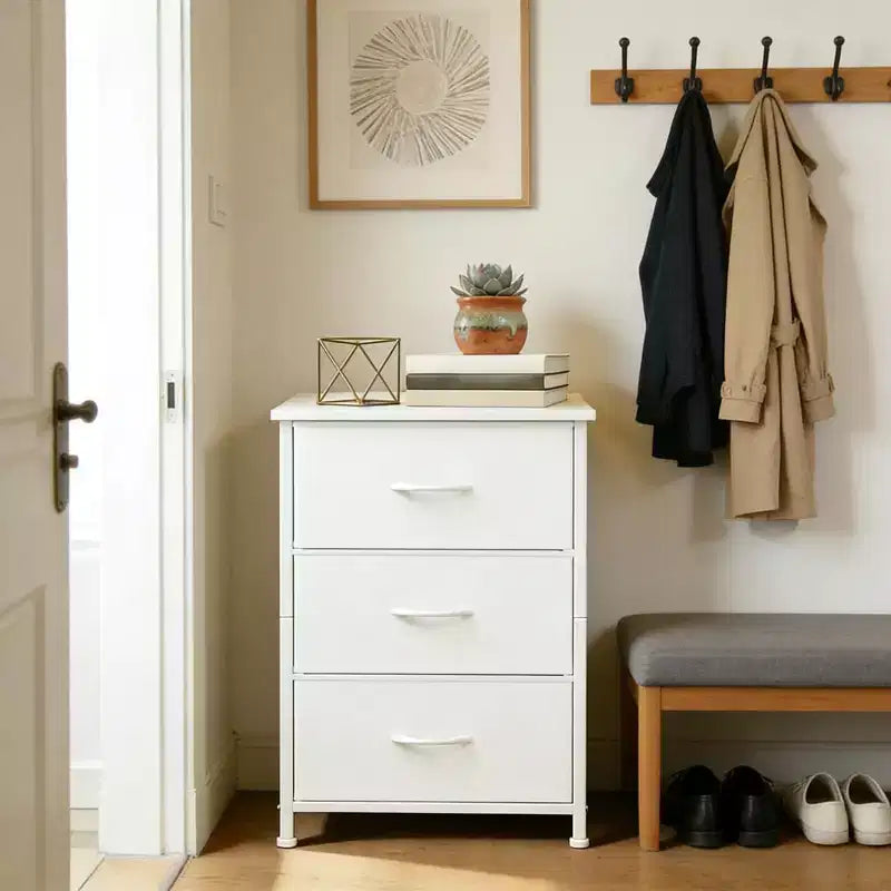 Commode à 3 tiroirs avec bacs en tissu amovibles pour chambre à coucher, salon, placard