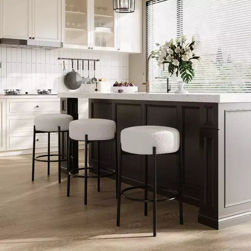 Lot de 2 tabourets de bar sans dossier, hauteur de comptoir de 61 cm avec sièges moelleux et pieds en métal - Tabourets modernes pour îlot de cuisine, salle à manger ou café à domicile