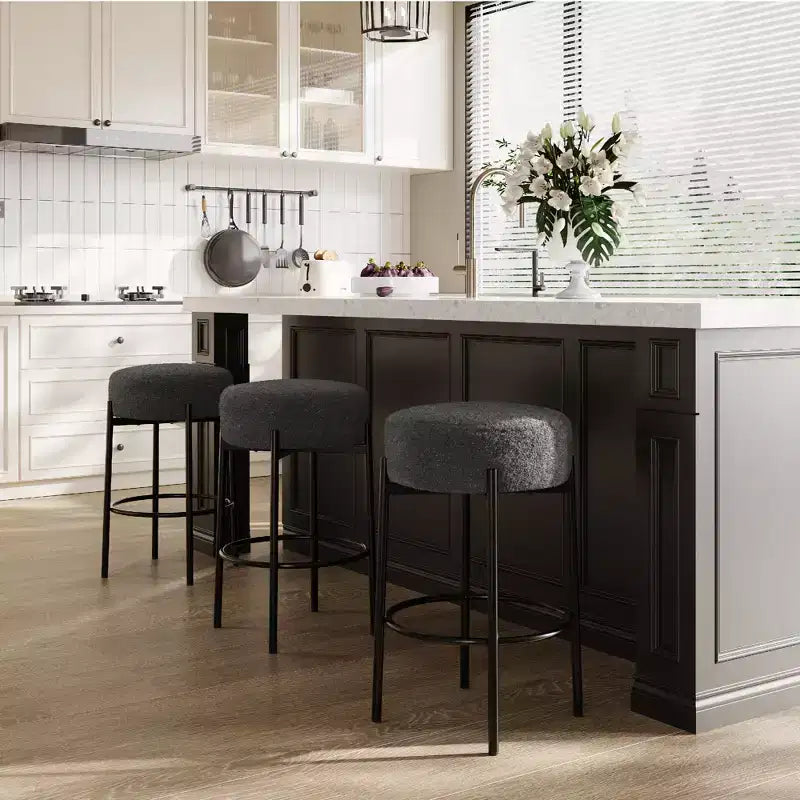 Lot de 2 tabourets de bar sans dossier, hauteur de comptoir de 61 cm avec sièges moelleux et pieds en métal - Tabourets modernes pour îlot de cuisine, salle à manger ou café à domicile