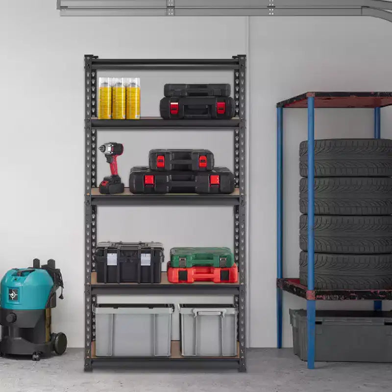 Étagère de rangement VEVOR, 5 niveaux réglables, capacité de 907 kg, étagères de garage robustes, organisateur métallique, noir, 76 x 30 x 152 cm (L x l x H)