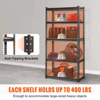 Étagère de rangement VEVOR, 5 niveaux réglables, capacité de 907 kg, étagères de garage robustes, organisateur métallique, noir, 76 x 30 x 152 cm (L x l x H)
