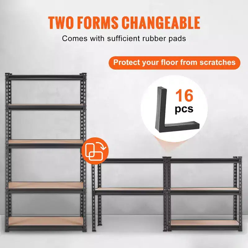 Étagère de rangement VEVOR, 5 niveaux réglables, capacité de 907 kg, étagères de garage robustes, organisateur métallique, noir, 76 x 30 x 152 cm (L x l x H)