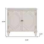 HomeRoots 34 Armoire d'appoint géométrique sculptée en bois blanc avec deux portes