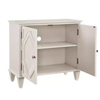 HomeRoots 34 Armoire d'appoint géométrique sculptée en bois blanc avec deux portes