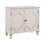 HomeRoots 34 Armoire d'appoint géométrique sculptée en bois blanc avec deux portes