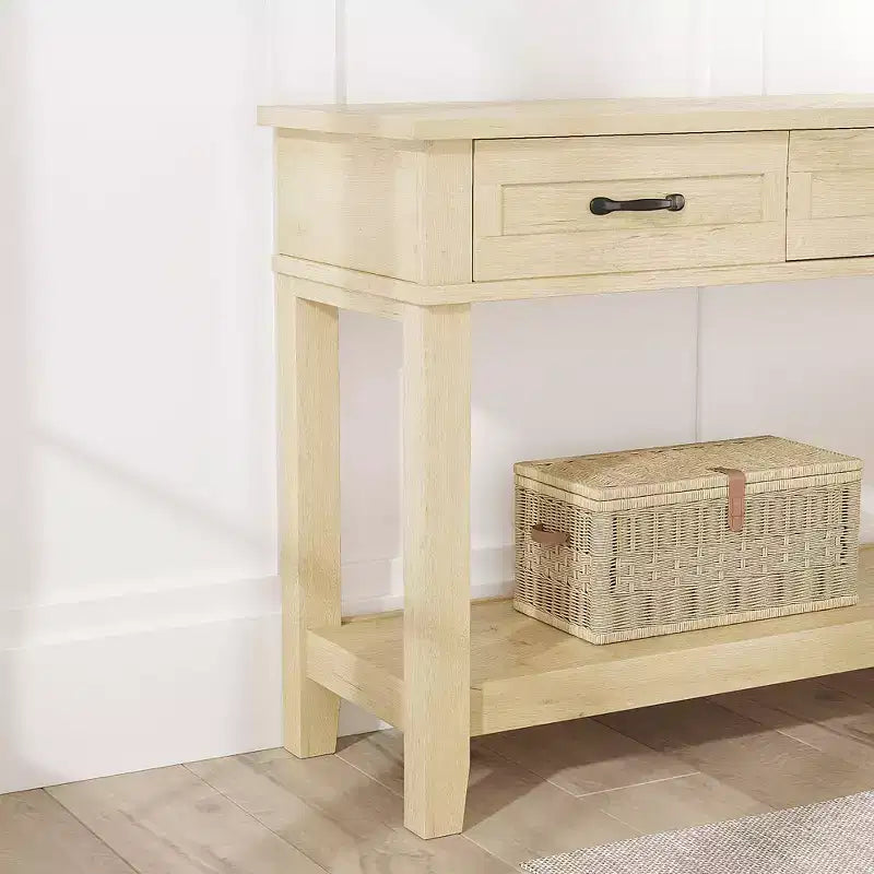 Console de ferme 54 po avec 3 tiroirs et étagères – Table de rangement pour entrée, canapé, salon