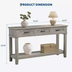 Console de ferme 54 po avec 3 tiroirs et étagères – Table de rangement pour entrée, canapé, salon