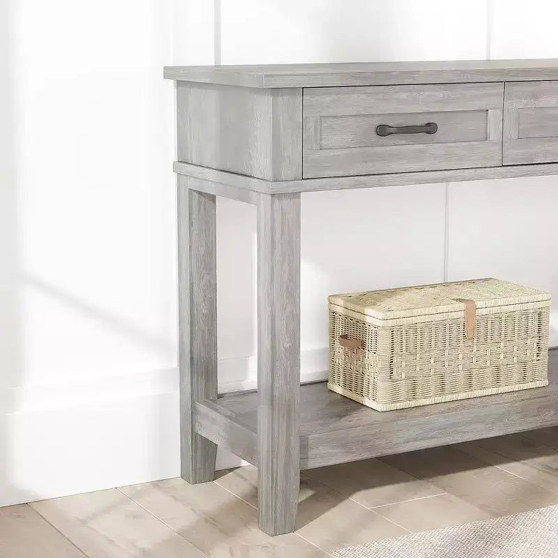 Console de ferme 54 po avec 3 tiroirs et étagères – Table de rangement pour entrée, canapé, salon