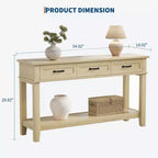 Console de ferme 54 po avec 3 tiroirs et étagères – Table de rangement pour entrée, canapé, salon
