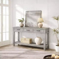 54 Farmhouse Console Table with 3 Drawers & Shelves  Entryway, Sofa, Living Room Storage Table