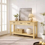 Console de ferme 54 po avec 3 tiroirs et étagères – Table de rangement pour entrée, canapé, salon