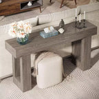Console Lantine de 63 po de long, table de canapé rectangulaire en bois à placer derrière le canapé, table d'entrée de style rustique pour couloir, salon, grise