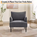 Fauteuil d'appoint, fauteuil moderne en velours côtelé avec accoudoirs rembourrés doux, fauteuil de salon de 136 kg avec pieds coniques en métal pour salon, chambre à coucher