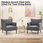 Fauteuil d'appoint, fauteuil moderne en velours côtelé avec accoudoirs rembourrés doux, fauteuil de salon de 136 kg avec pieds coniques en métal pour salon, chambre à coucher