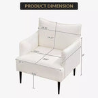 Fauteuil d'appoint, fauteuil moderne en velours côtelé avec accoudoirs rembourrés doux, fauteuil de salon de 136 kg avec pieds coniques en métal pour salon, chambre à coucher
