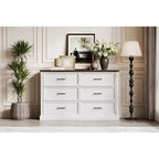 Commode de ferme 47 po avec 6 tiroirs, organiseur de rangement rustique en bois pour chambre à coucher, salon, couloir et entrée