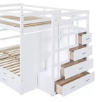 Lit superposé double Luxystar avec escalier de rangement et lit gigogne