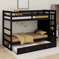 Luxystar Full Over Full Bunk Bed with Storage Stairs and Trundle
