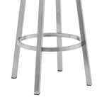 HomeRoots 26 Chaise de bar pivotante à dossier bas en similicuir gris et argenté et fer, hauteur comptoir